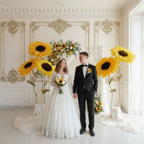 Аренда ростовых цветов из бумаги "Подсолнухи"